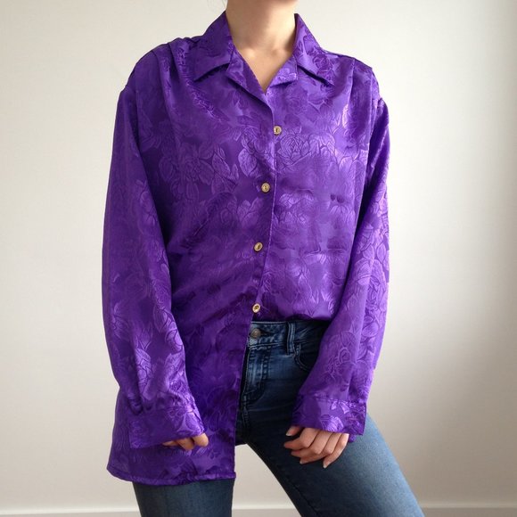H.E.R - Beautiful Silky Purple Oversized Blouse - Picture 8 of 13